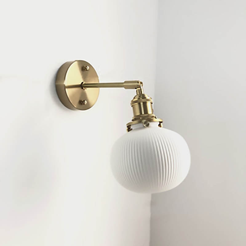 Applique da Parete Lampada in Ottone Lucite Minimalista Retro Giapponese a Cilindro Ovale con 1 Luce