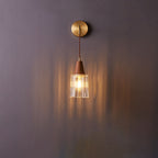 Applique da parete in vetro, noce tradizionale giapponese, cilindro in rame, lampada a 1 luce