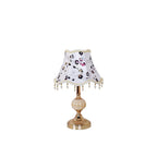 Lampada da Tavolo Tradizionale Vintage in Tessuto Floreale con Placcatura in Vetro per Camera da Letto