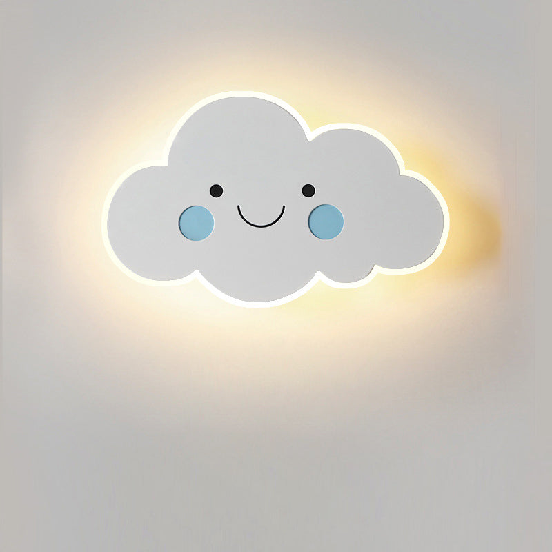 Lampada da Parete LED per Bambini a Forma di Nuvola Sorridente Creativa Contemporanea in Ferro e Acrilico per Camera da Letto