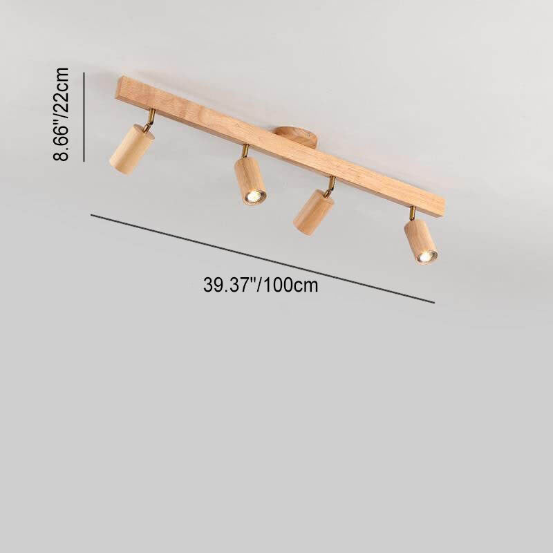 Moderna Illuminazione a Binario in Legno Massello e Metallo LED Semi-Incastro per Soggiorno