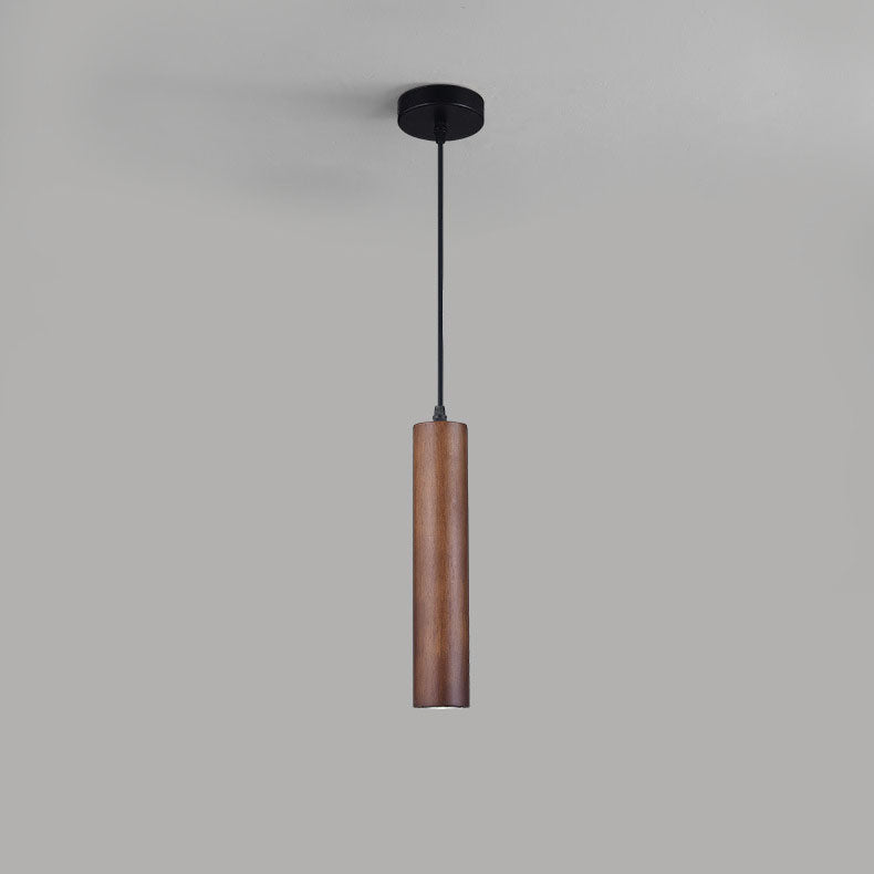Lampada a sospensione LED cilindrica in legno di quercia minimalista moderna per soggiorno e camera da letto