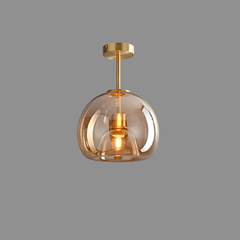 Lampada da soffitto semi-incassata in vetro e ferro a sfera, stile nordico contemporaneo, 1 luce per soggiorno