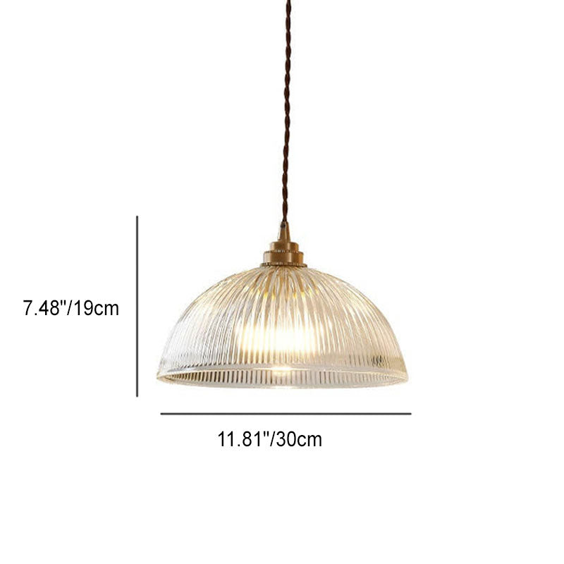 Coperchio in Vetro Trasparente Minimalista Moderno in Ottone con Lampada a Sospensione a 1 Luce