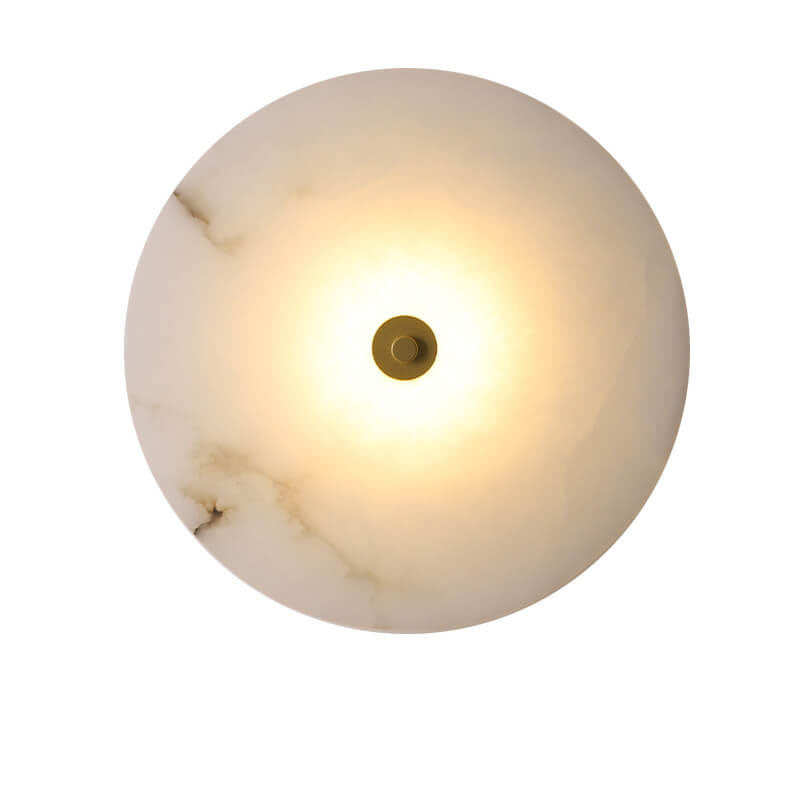 Lampada da parete LED in marmo rotondo di lusso contemporaneo in ferro per soggiorno e camera da letto