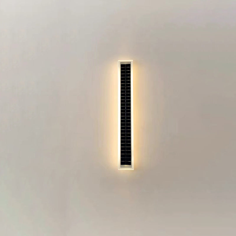 Lampada da Parete LED Solare Rettangolare Impermeabile in Alluminio e Acrilico Minimalista Moderna per Esterni