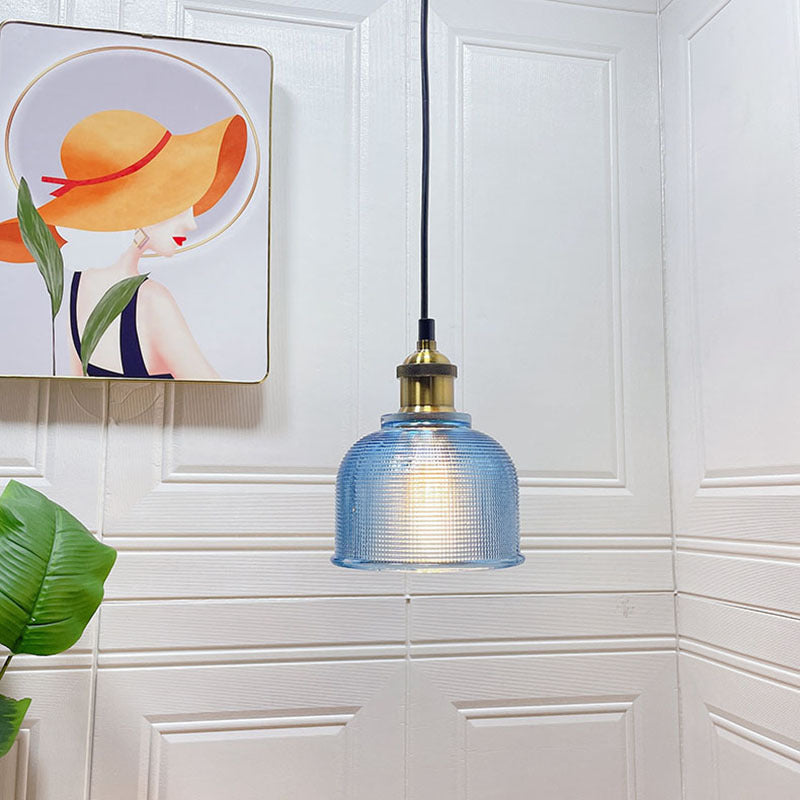 Lampada a Sospensione Vintage in Vetro Tessuto con Lattice a 1 Luce