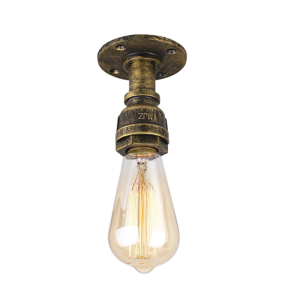 Lampada da Soffitto Flush Mount in Vetro e Ferro Stile Vintage Steampunk con 1 Luce