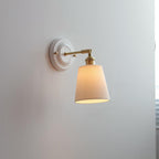 Applique da parete in ceramica vintage tradizionale rotonda in ottone con 1 luce per soggiorno