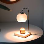 Lampada da Tavolo Moderna Semplice in Legno Massello Sferica a 1 Luce con Cera Fusa