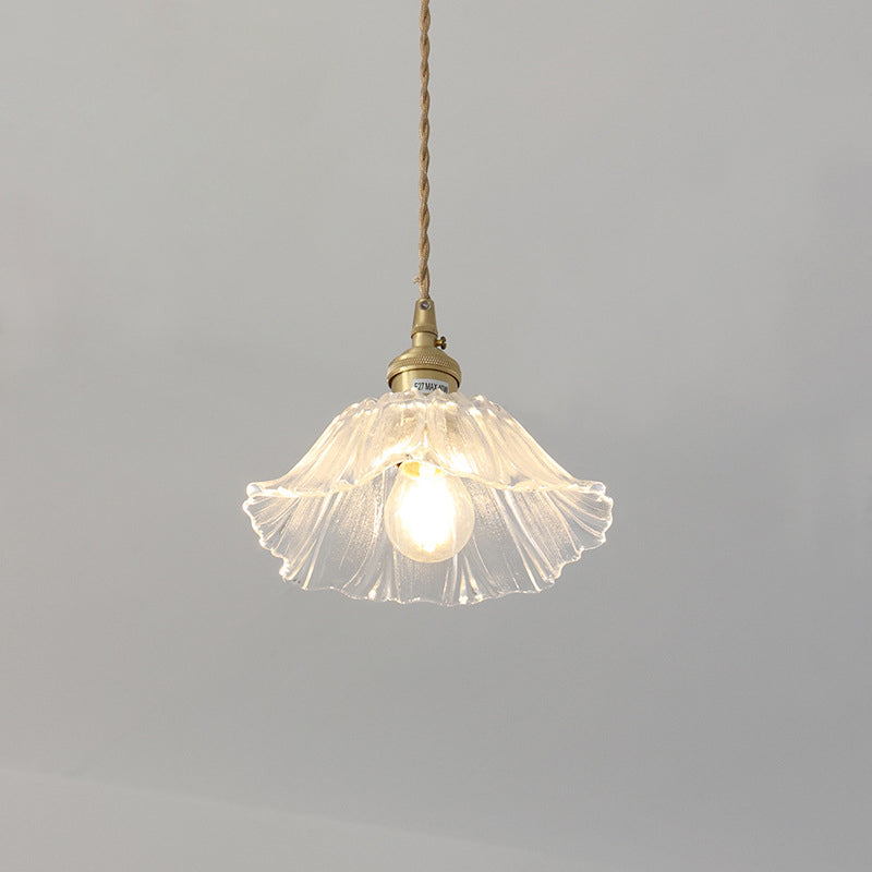 Lampada a Sospensione in Vetro di Rame con Girasole in Stile Art Deco Moderna per Soggiorno