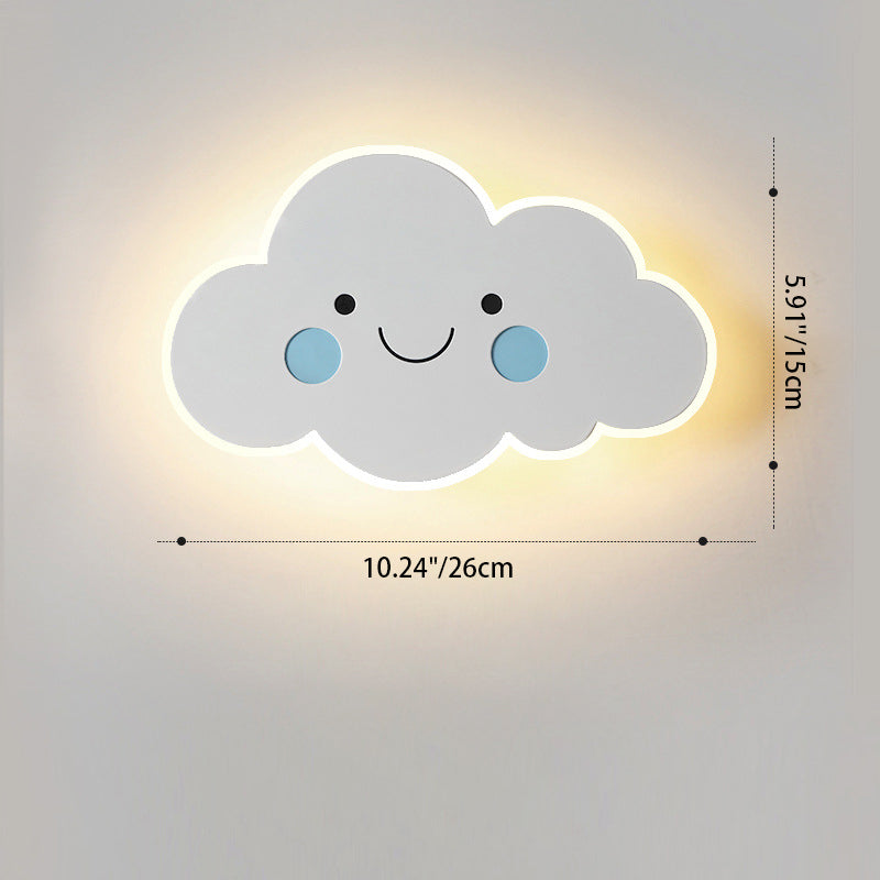 Lampada da Parete LED per Bambini a Forma di Nuvola Sorridente Creativa Contemporanea in Ferro e Acrilico per Camera da Letto