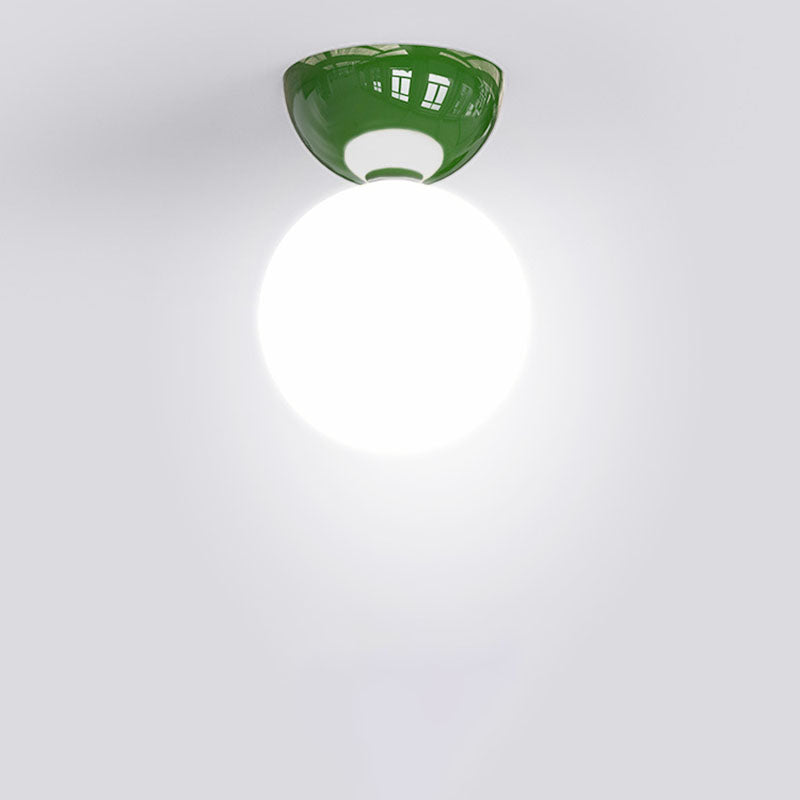 Lampada da soffitto semi-incassata con paralume sferico in vetro, in stile scandinavo contemporaneo, 1 luce, per corridoio