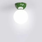 Lampada da soffitto semi-incassata con paralume sferico in vetro, in stile scandinavo contemporaneo, 1 luce, per corridoio