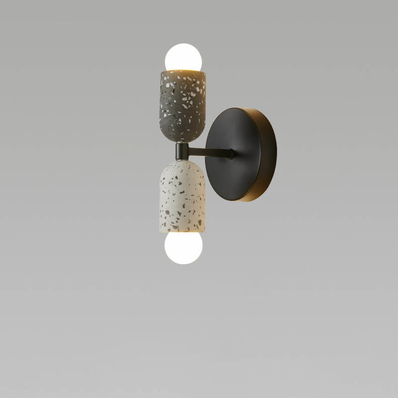 Applique da Parete a 2 Luce in Cemento e Ferro Wabi-Sabi Giapponese Moderna
