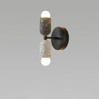 Applique da Parete a 2 Luce in Cemento e Ferro Wabi-Sabi Giapponese Moderna