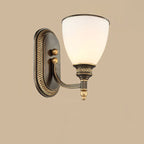 Applique a muro in vetro rotondo vintage tradizionale in ferro 1/2 luce per camera da letto