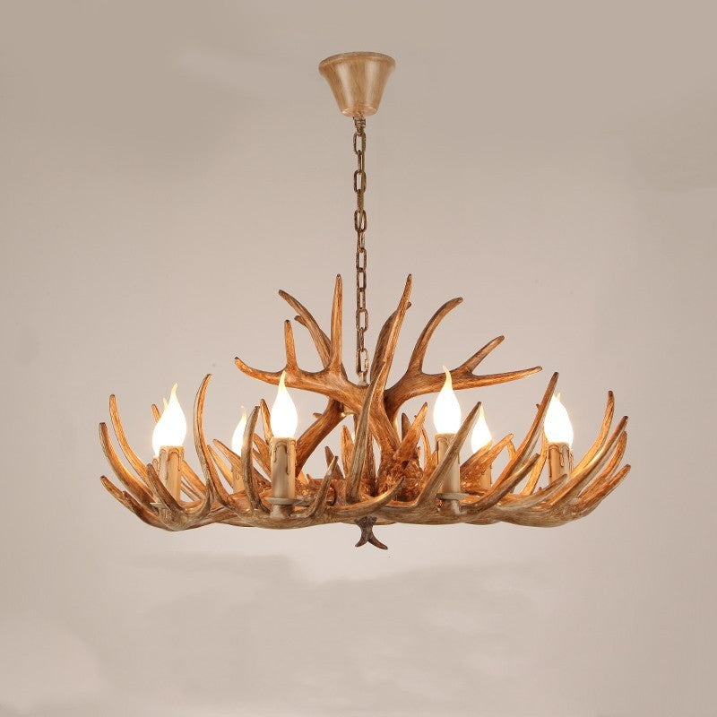 Lampadario in Resina con Corna di Cervo Retro Epoch per Soggiorno