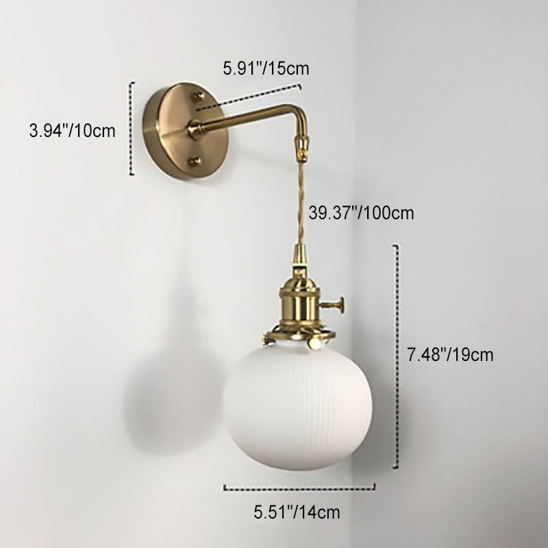 Applique da Parete Lampada in Ottone Lucite Minimalista Retro Giapponese a Cilindro Ovale con 1 Luce