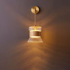Applique da parete in vetro, noce tradizionale giapponese, cilindro in rame, lampada a 1 luce