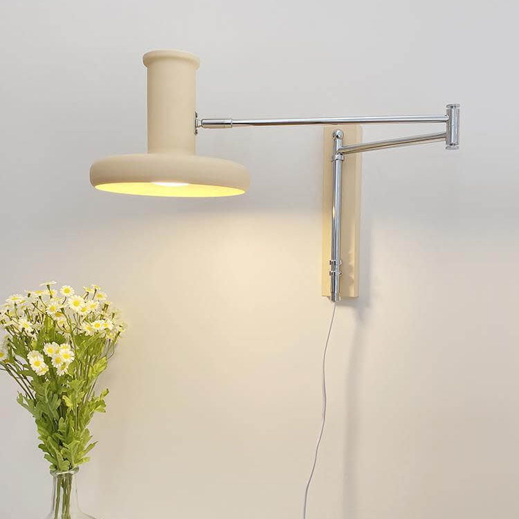 Applique da muro in stile nordico minimalista beige con braccio oscillante e 1 luce