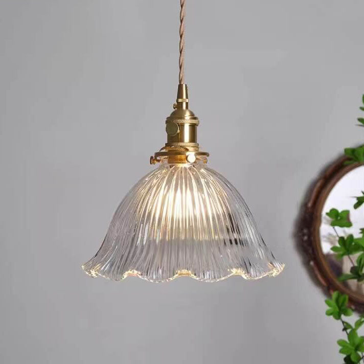 Lampada a Sospensione 1 Luce in Rame Noce Vetro Minimalista Moderna Nordica