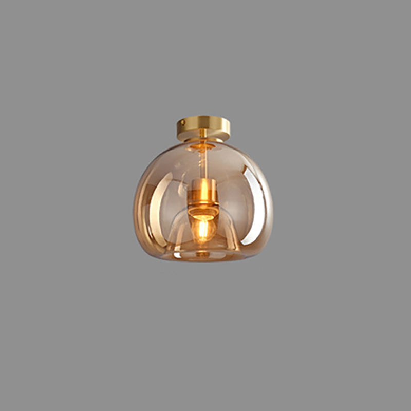 Lampada da soffitto semi-incassata in vetro e ferro a sfera, stile nordico contemporaneo, 1 luce per soggiorno