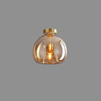 Lampada da soffitto semi-incassata in vetro e ferro a sfera, stile nordico contemporaneo, 1 luce per soggiorno
