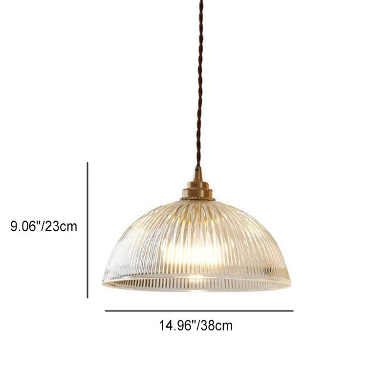 Coperchio in Vetro Trasparente Minimalista Moderno in Ottone con Lampada a Sospensione a 1 Luce