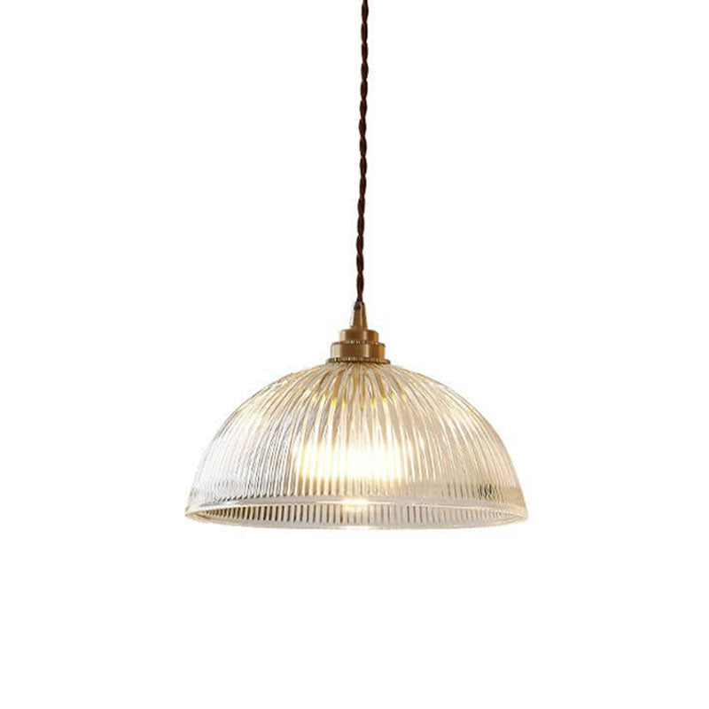 Coperchio in Vetro Trasparente Minimalista Moderno in Ottone con Lampada a Sospensione a 1 Luce