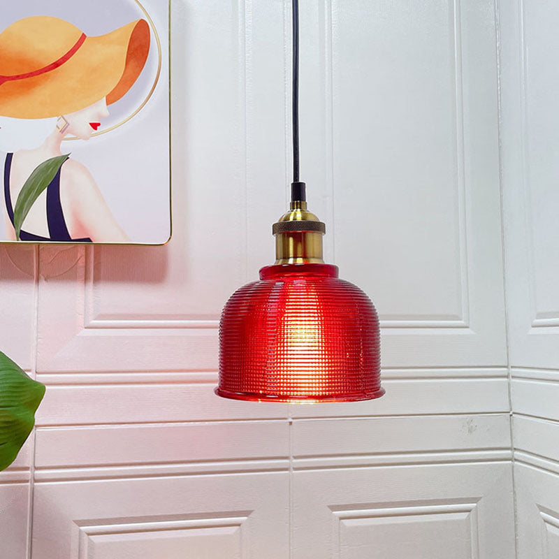 Lampada a Sospensione Vintage in Vetro Tessuto con Lattice a 1 Luce