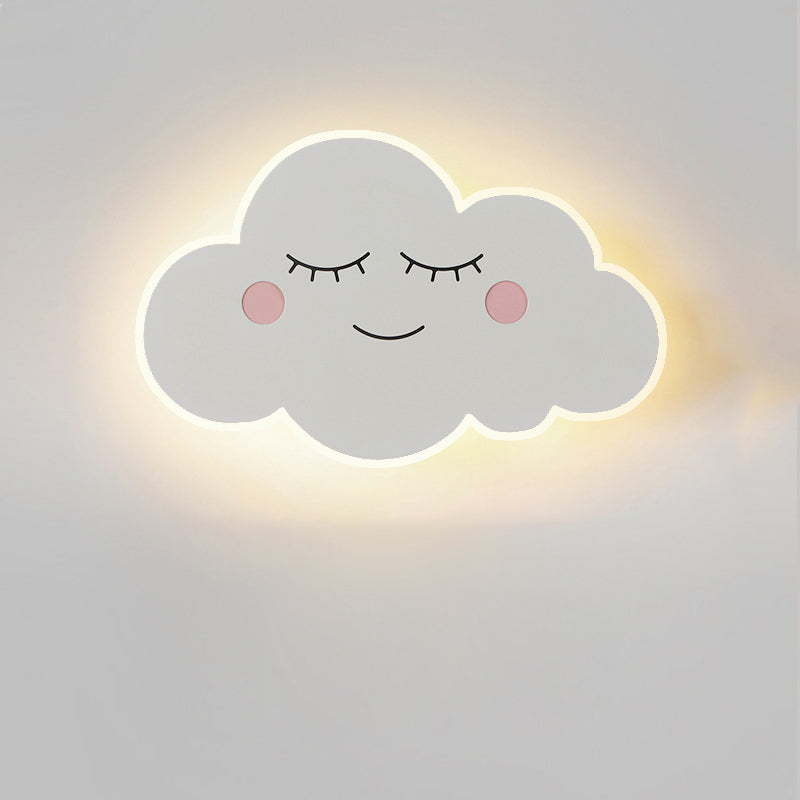 Lampada da Parete LED per Bambini a Forma di Nuvola Sorridente Creativa Contemporanea in Ferro e Acrilico per Camera da Letto