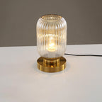 Lampada da Tavolo Ovale in Vetro Striato Nordico con Design a 1 Luce