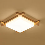 Tradizionale Giapponese Legno Acrilico Quadrato Tatami LED Flush Mount Lampada da Soffitto per Camera da Letto