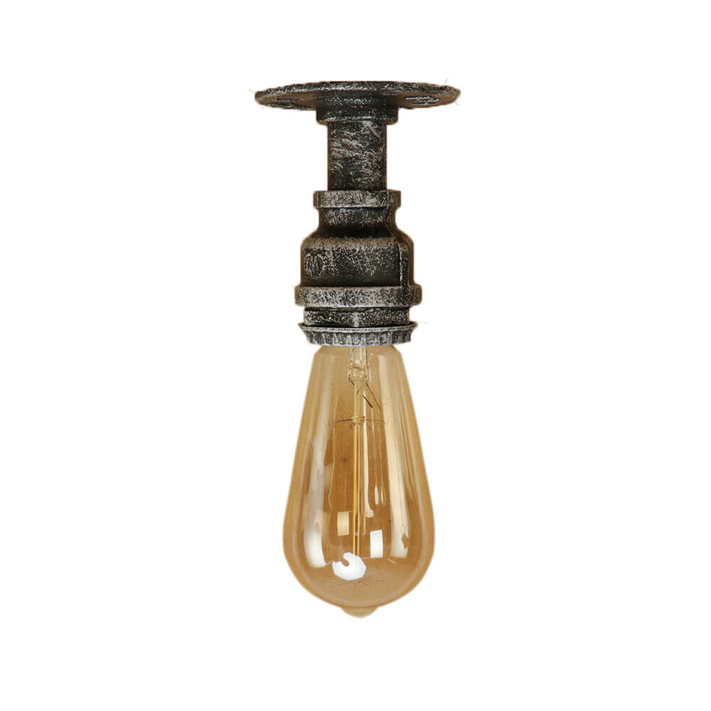 Lampada da Soffitto Flush Mount in Vetro e Ferro Stile Vintage Steampunk con 1 Luce