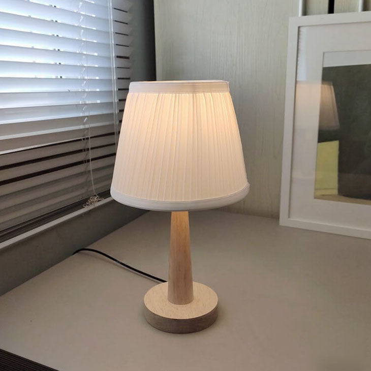 Lampada da Tavolo Moderna Minimalista in Legno Cotone Lino Carta Petalo PVC con 1 Luce per Soggiorno