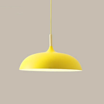 Lampada a sospensione a cupola in metallo e legno minimalista moderna con 1 luce per sala da pranzo e soggiorno