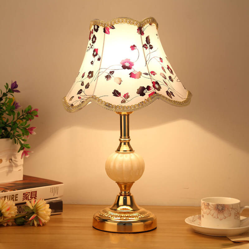 Lampada da Tavolo in Vetro Vintage Florale Nordico con 1 Luce