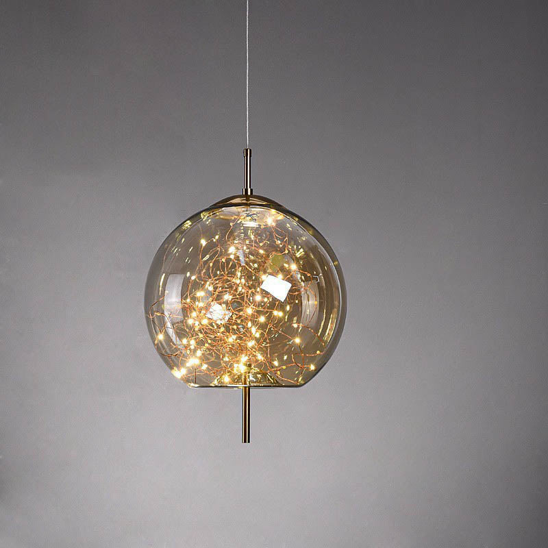 Lampadario Pendente Contemporaneo Scandinavo in Vetro Ovale a Cilindro per Camera da Letto