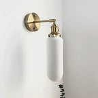 Applique da Parete Lampada in Ottone Lucite Minimalista Retro Giapponese a Cilindro Ovale con 1 Luce
