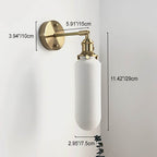 Applique da Parete Lampada in Ottone Lucite Minimalista Retro Giapponese a Cilindro Ovale con 1 Luce