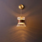Applique da parete in vetro, noce tradizionale giapponese, cilindro in rame, lampada a 1 luce