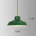 Lampada a sospensione industriale vintage in ferro verde a cono con 1 luce