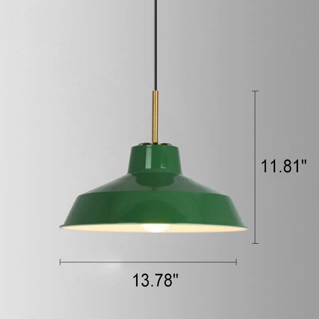 Lampada a sospensione industriale vintage in ferro verde a cono con 1 luce