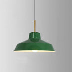 Lampada a sospensione industriale vintage in ferro verde a cono con 1 luce