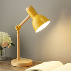 Lampada da Tavolo a 1 Luce con Base in Legno e Ombrello Semicircolare in Ferro Nordic Contemporaneo per Studio