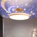 Lampada da soffitto semi-incassata in ferro acrilico LED a corona creativa contemporanea per bambini