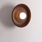 Applique da parete moderna minimalista rotonda in legno massello con 1 luce