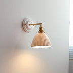 Applique da parete in ceramica vintage tradizionale rotonda in ottone con 1 luce per soggiorno