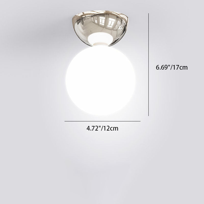 Lampada da soffitto semi-incassata con paralume sferico in vetro, in stile scandinavo contemporaneo, 1 luce, per corridoio